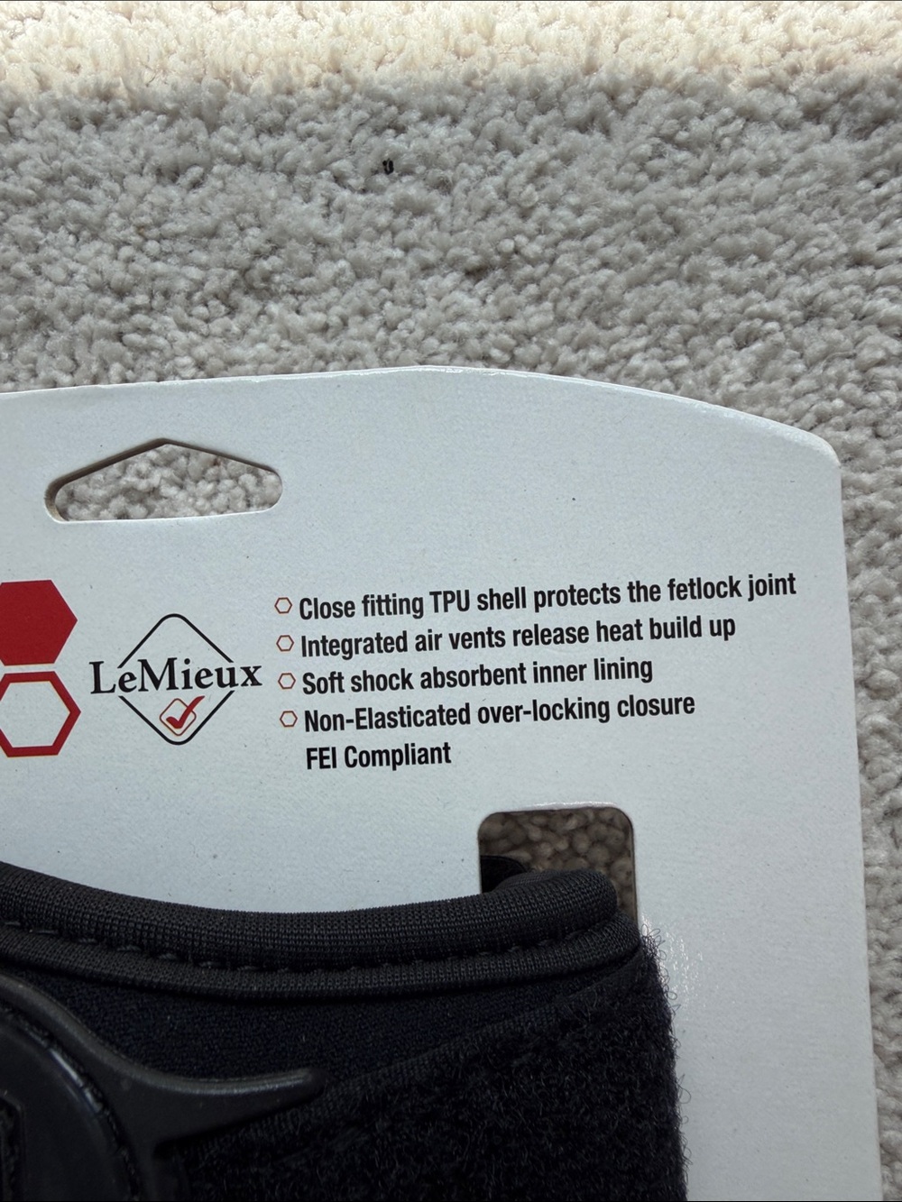 LeMieux Impact Fetlock Boots - Black with Red Accents Size L $110  Brand New - Picture 4 of 6